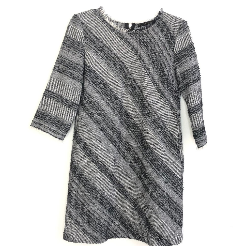 Zara Women's Shift Stripe Dress 3/4 Sleeve Dbk